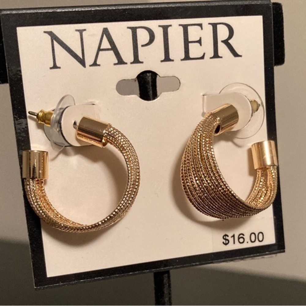 Napier Gold Mesh Hoop Earrings